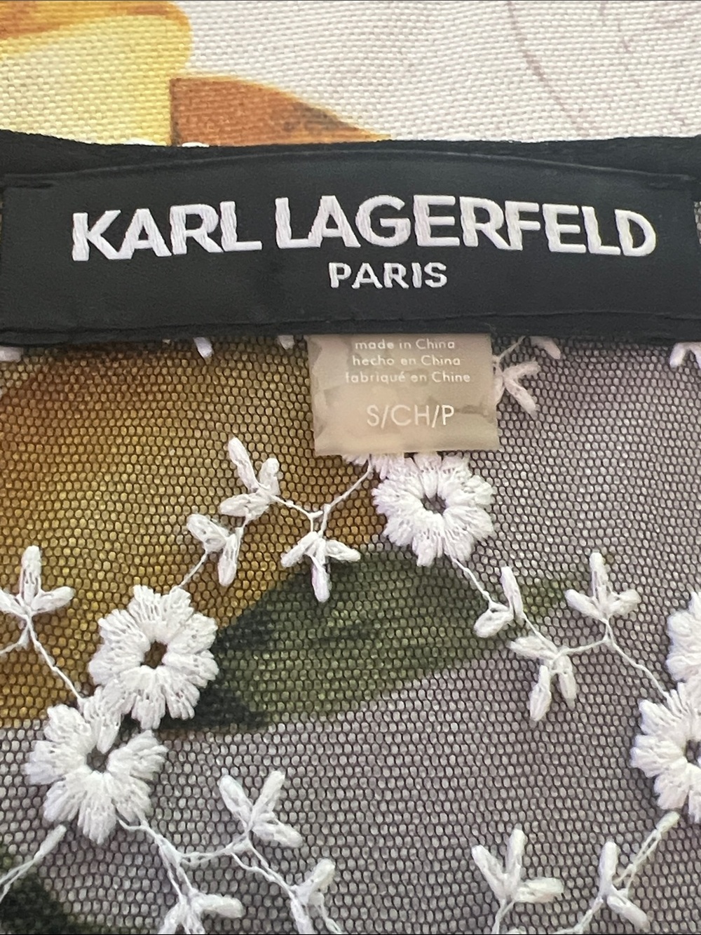 Worn 1x Karl Lagerfeld Black Sheer Floral Lace Longline duster with Ribbon Trim - Picture 2 of 6